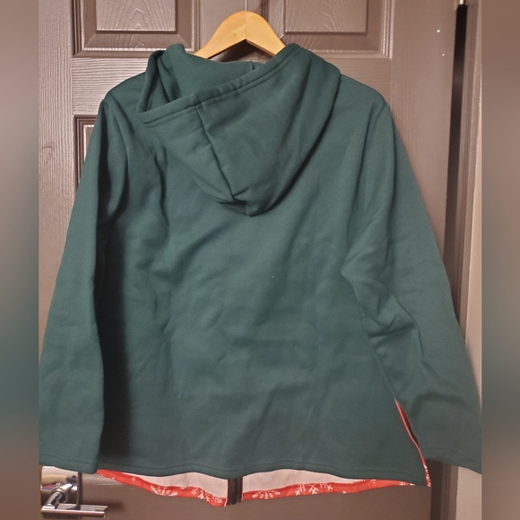 ❄️ Red and green Shein over-sized Christmas snowflake zippered hoodie size 1X ❄️ - Picture 3 of 4